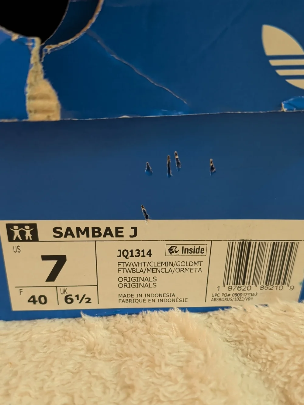 ✨ NWT Adidas Originals Sambae J Sneakers - White/Clear Mint - Size 7 Youth